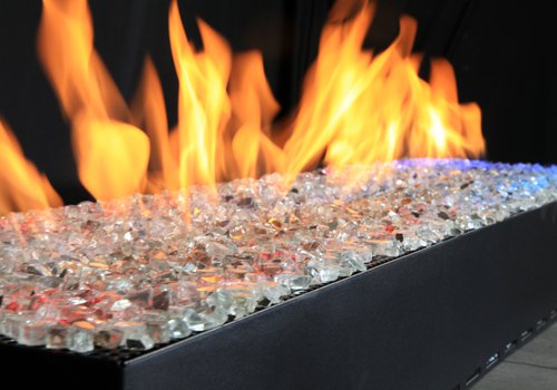 gas burning fireplace glass crystals