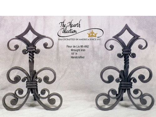 WI-AN2 Fleur De Lis  Andirons 18H