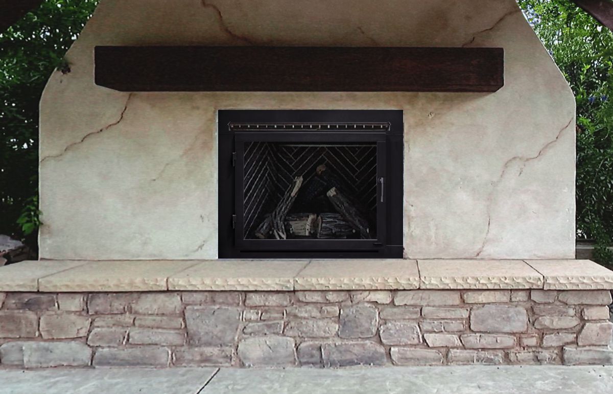 Wrought Iron Outdoor Ventless Fireplace Screen Door