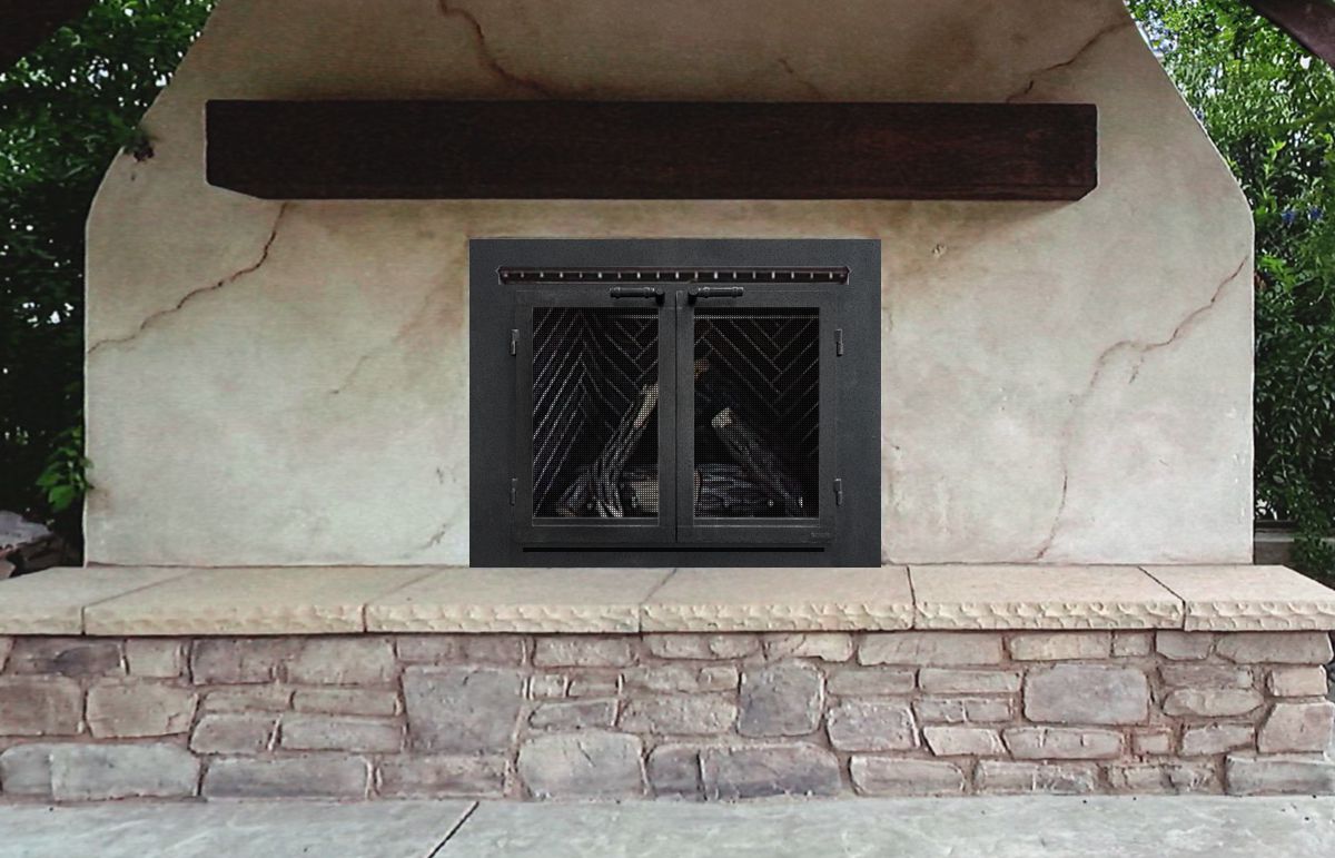 Wrought Iron Outdoor Ventless Fireplace Screen Door