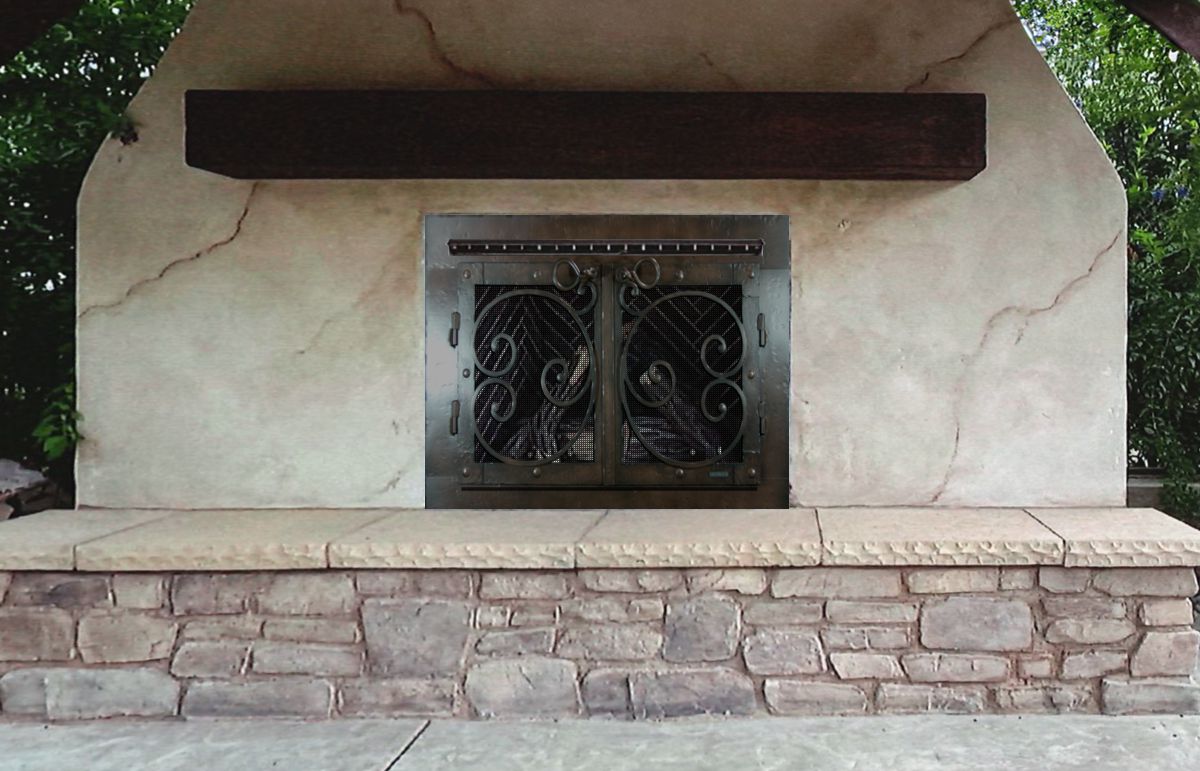 Wrought Iron Outdoor Ventless Fireplace Screen Door