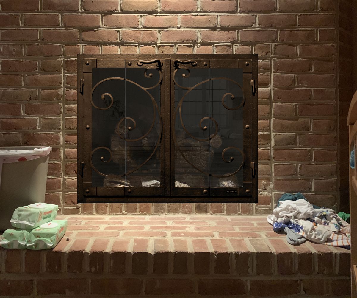 Wrought Iron Fireplace Door