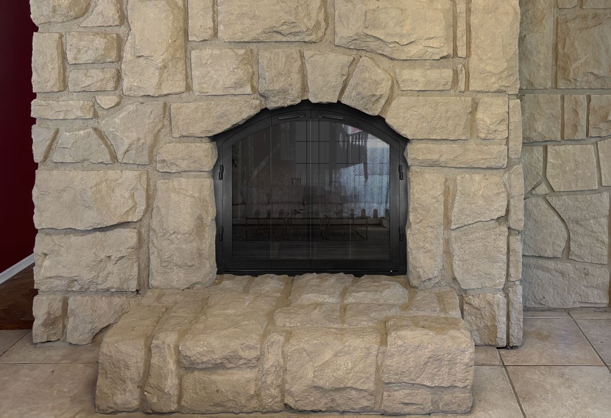 Wrought Iron Detachable Frame Fireplace Door
