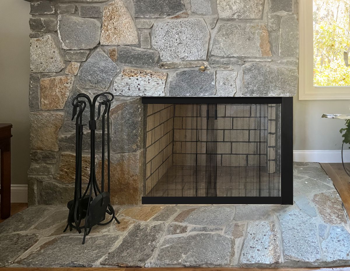 Corner Fireplace Mesh Curtains