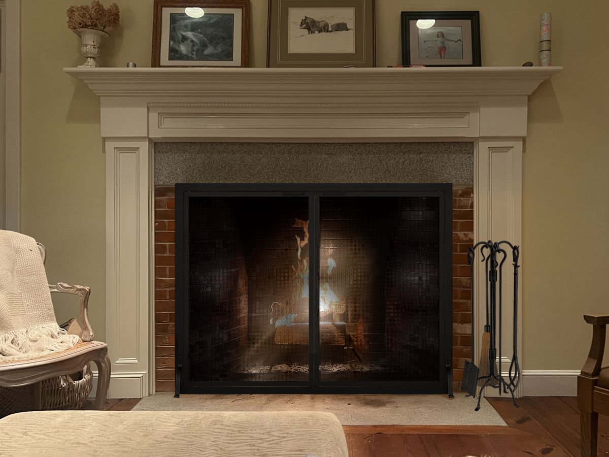 Free Standing Fireplace Screen with Doors